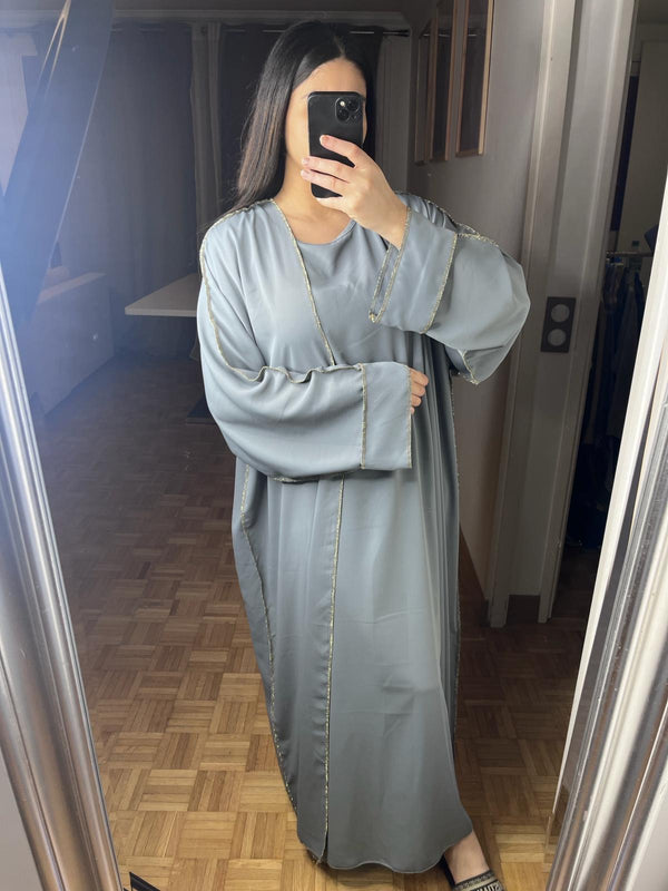 Robe+kimono bordure doré[gris]