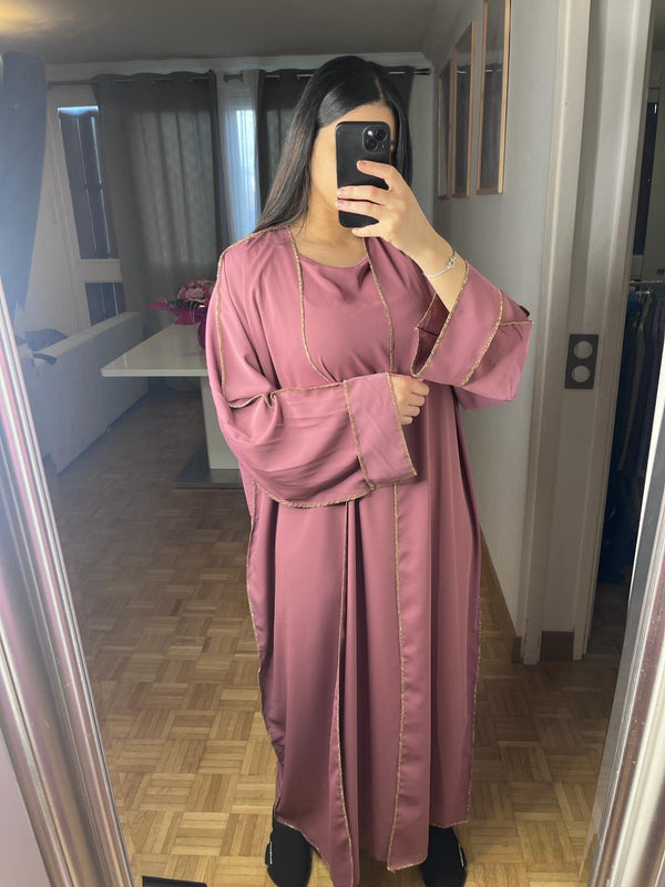 Robe+kimono bordure doré[rose]