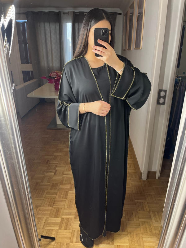 robe+kimono bordure doré[noir]