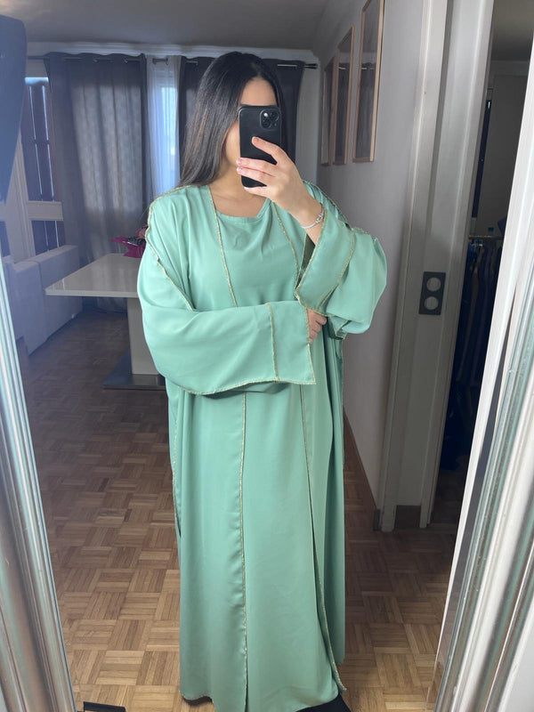 Robe+kimono bordure doré[vert d’eau]