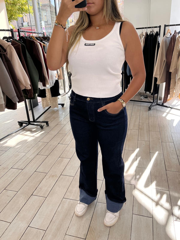 Jeans, retroussé [bleu]￼