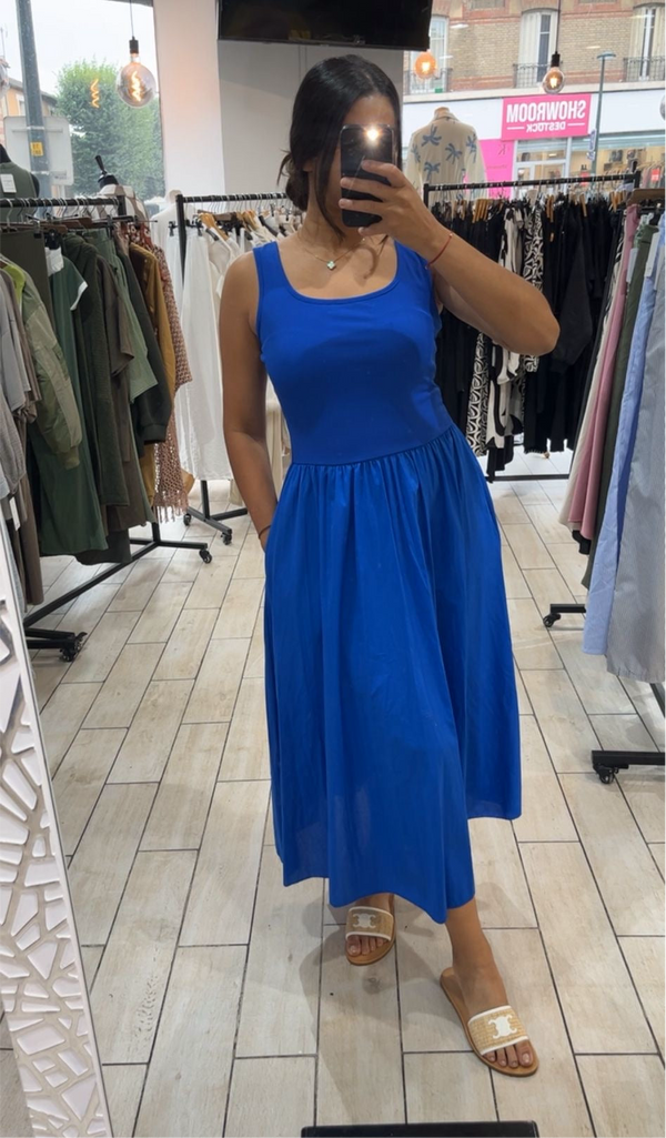 Robe bi matière {bleu}