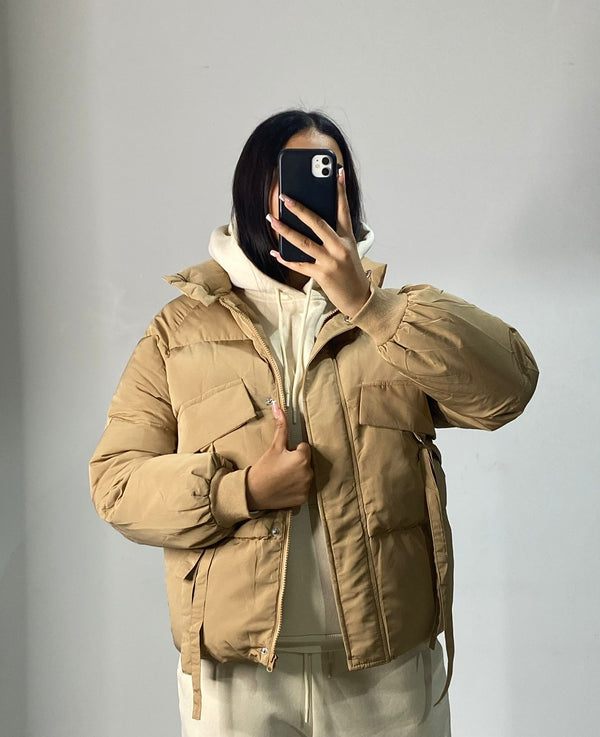 Doudoune femme courte beige
